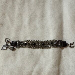 MARIANA Elegant Silver Bracelet with Heart Charm AND leather on ends